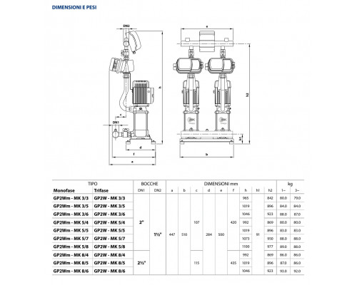 Станция повышения Pedrollo GP2Wm - MK 5/5