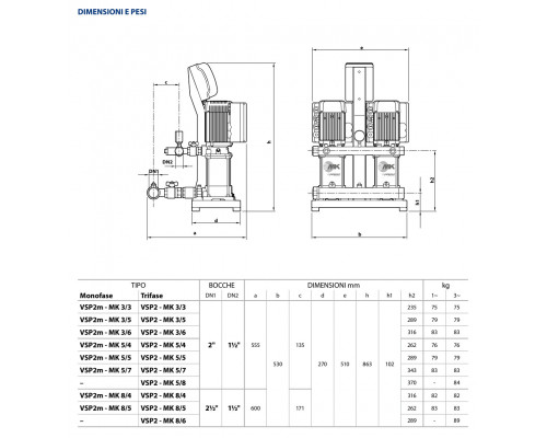 Станция повышения Pedrollo VSP2 - MK 8/4