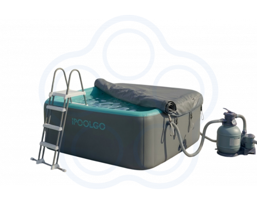 Квадратный надувной SUP-бассейн IPOOLGO 2 × 2 м, высота борта 0,8 м — комплект для дачи