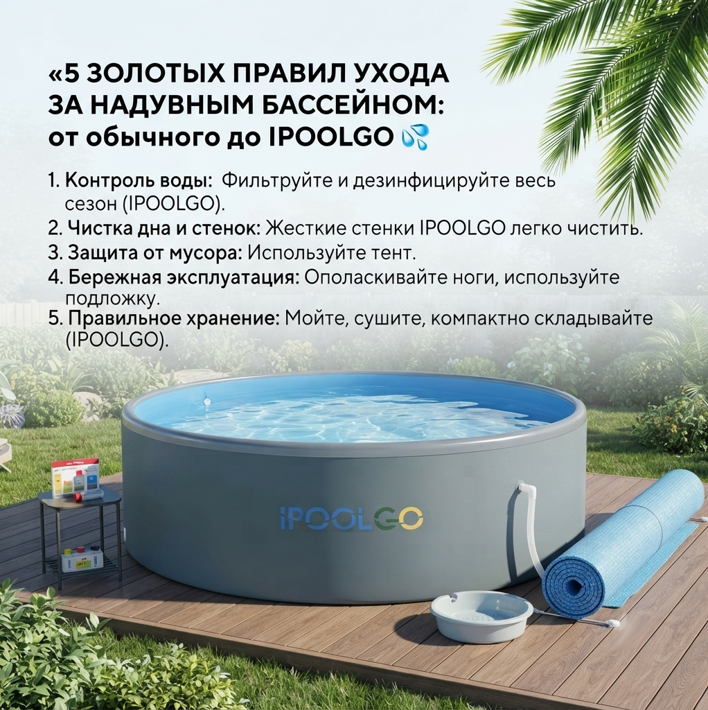 5 золотых правил ухода за надувным бассейном IPOOLGO 